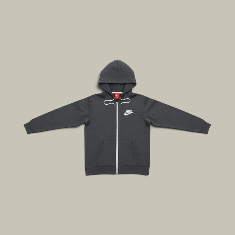 Vintage Nike Red Tag Heather Grey Speckled Full Zip Hoodie‎ Sweatshirt Small